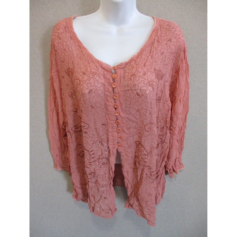 Tienda Ho Free Size Embroidered Top Blush Boho